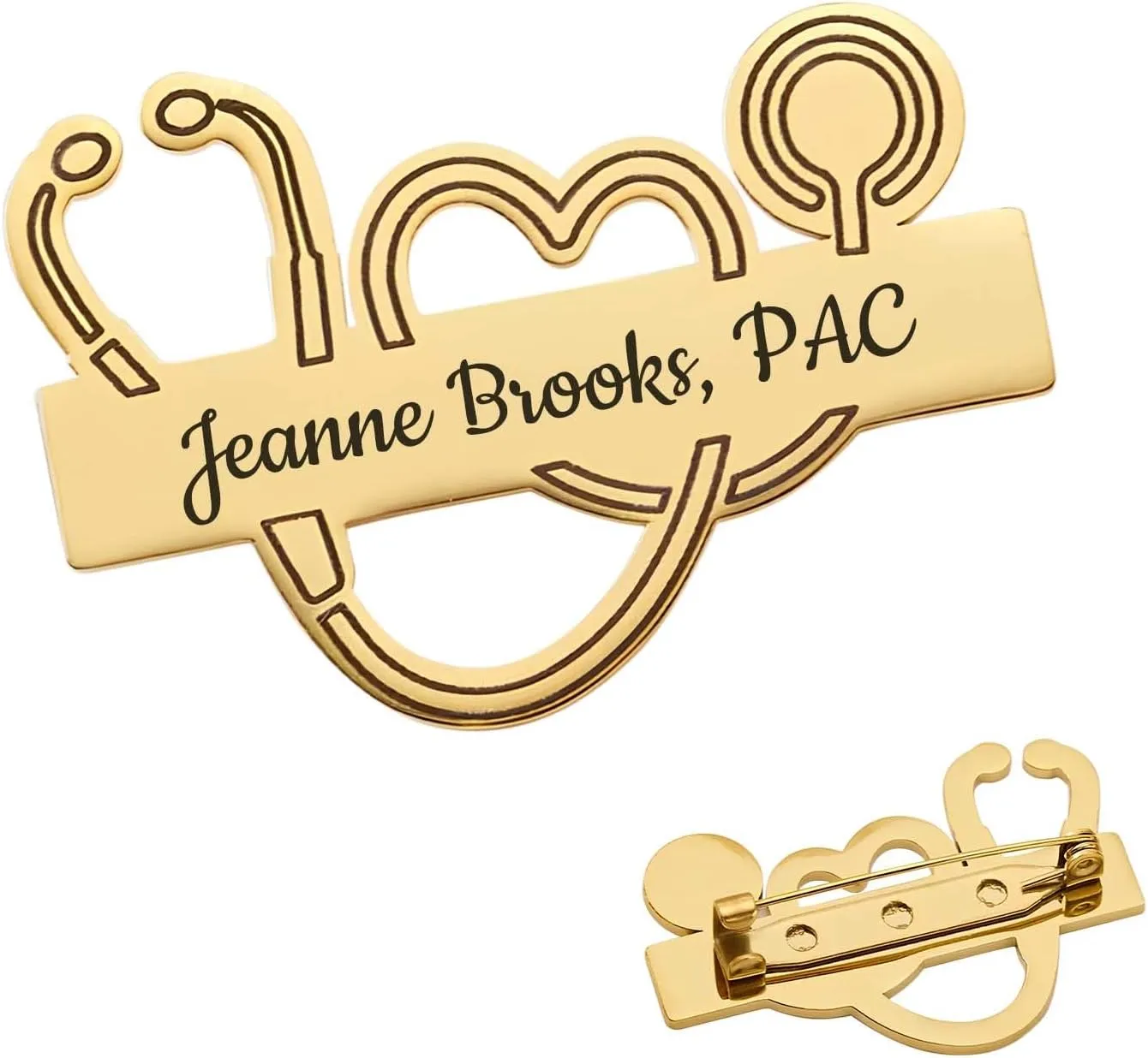 Custom Brooch Pins Name Brooch Pin Personalized Custom Stethoscope Brooch Pins Personalized Brooch Medical School Graduation Gifts for Medical Nurse Doctor Student Cap Lapel Brooch