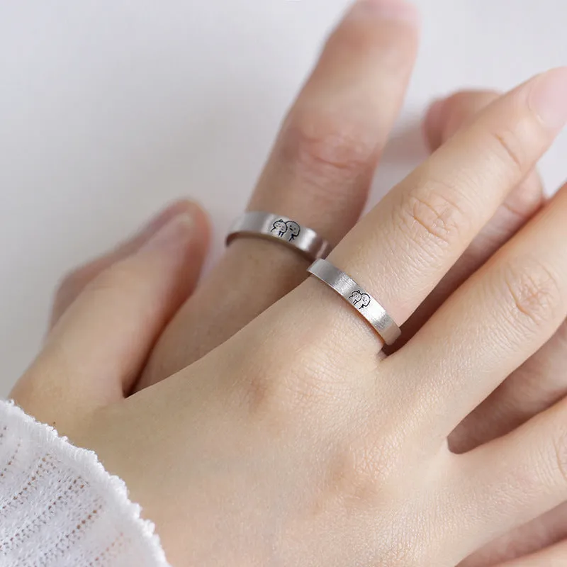 Custom Cute Couple Promise Rings Set for Two