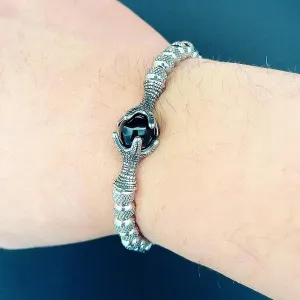 Cut-Out Dragon Claw Tiger Stone Bracelet Roman Woven Stainless Steel mesh Bracelet Set for Men