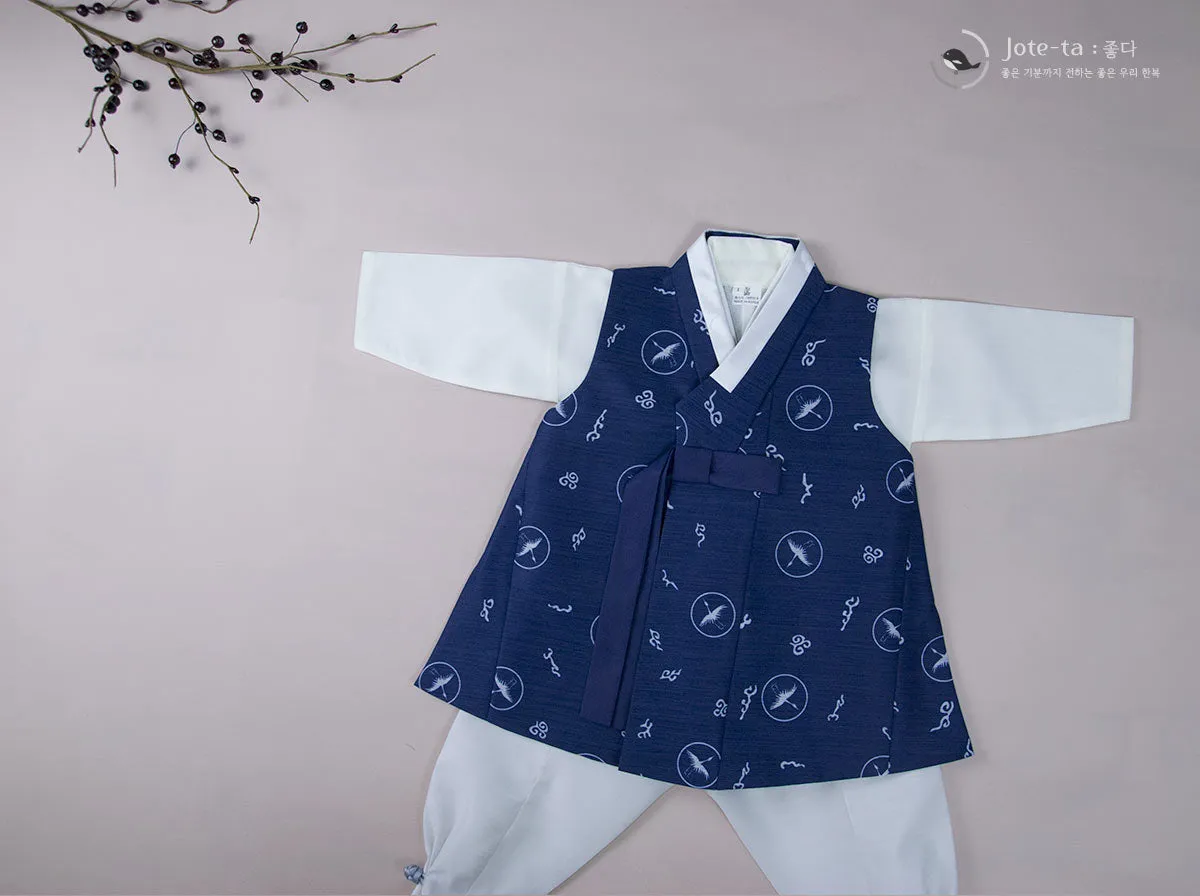 Cute Baby Boy Hanbok in Navy