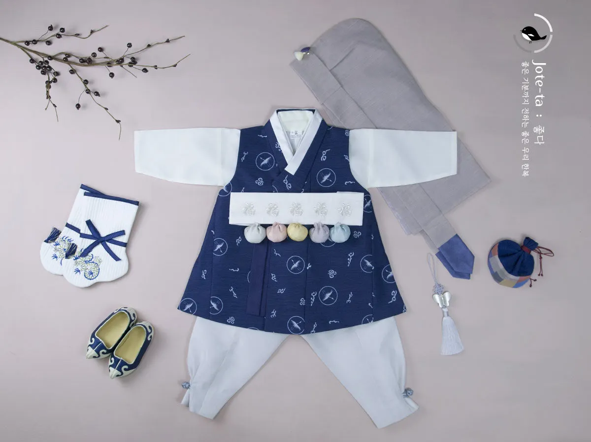 Cute Baby Boy Hanbok in Navy