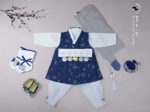 Cute Baby Boy Hanbok in Navy