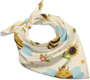 Cute Bee And Sunflower Pattern Bandana for Men Women Headscarf Handkerchief Scarf
