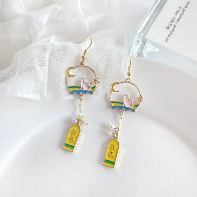 Cute Cartoon Animal Rabbit Cat Clip earrings