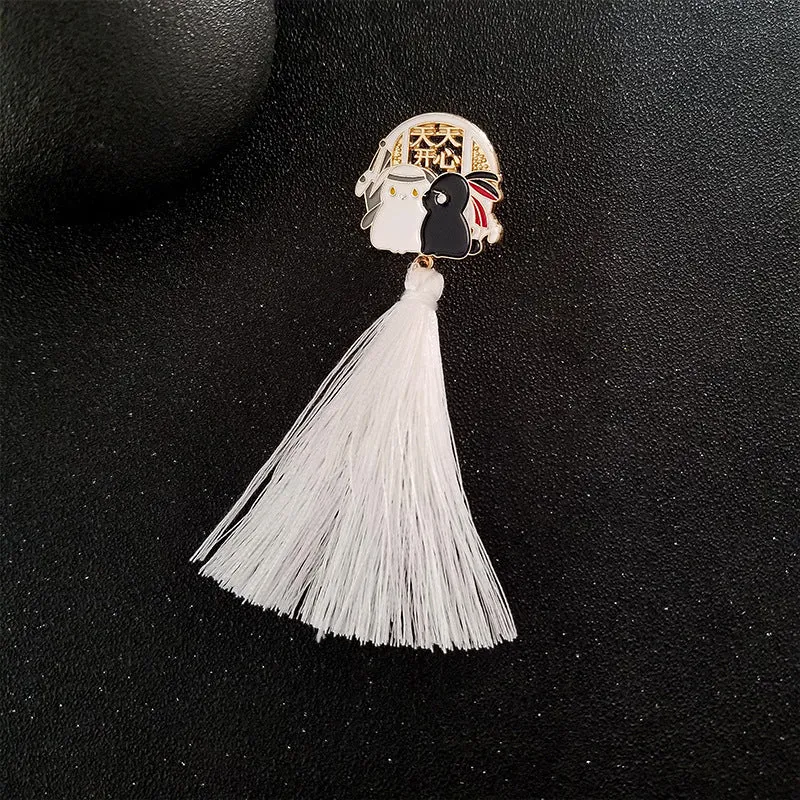 Cute Cartoon Brooch Rabbit Windmill Couple Ins Accessories Tassel Brooch Badge