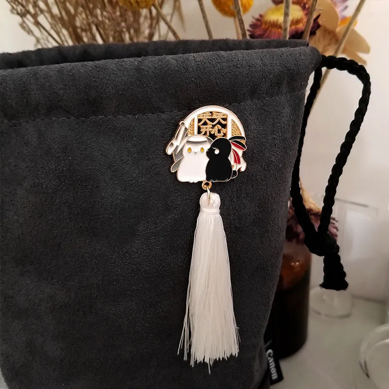 Cute Cartoon Brooch Rabbit Windmill Couple Ins Accessories Tassel Brooch Badge