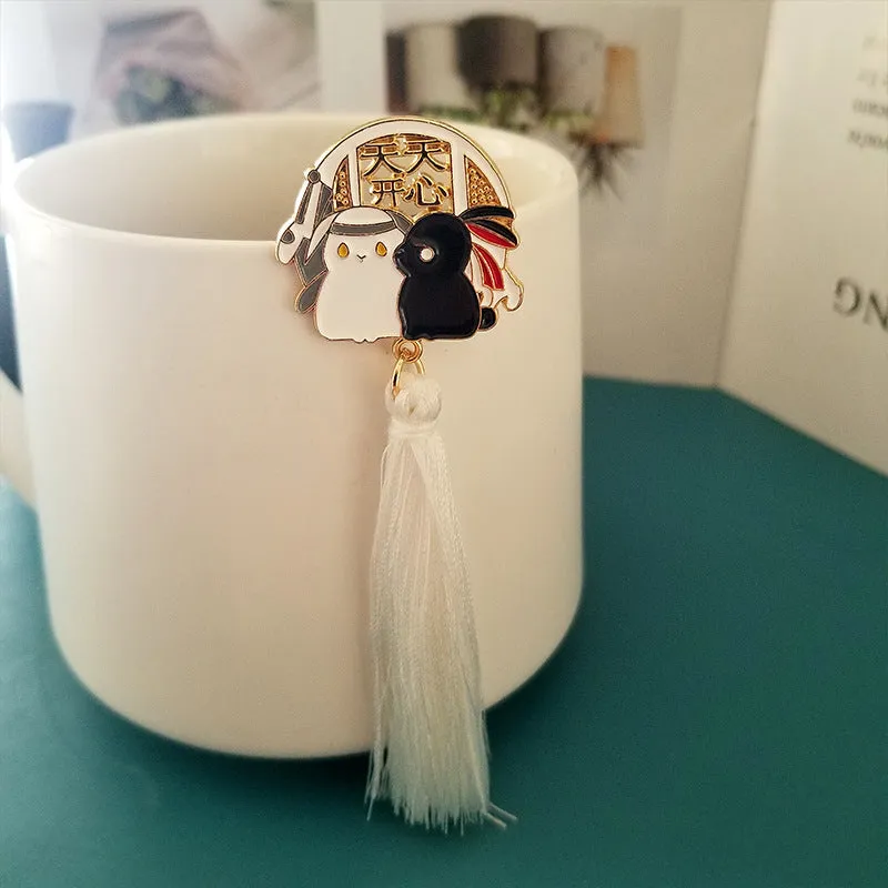 Cute Cartoon Brooch Rabbit Windmill Couple Ins Accessories Tassel Brooch Badge
