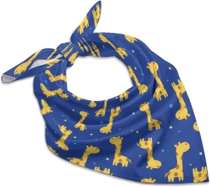 Cute Cartoon Giraffe Pattern Bandana for Men Women Headscarf Handkerchief Scarf