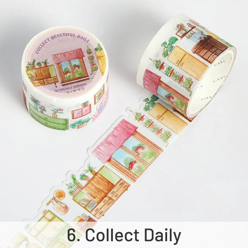 Cute Cartoon Irregular Shape Landscaping Washi Tape