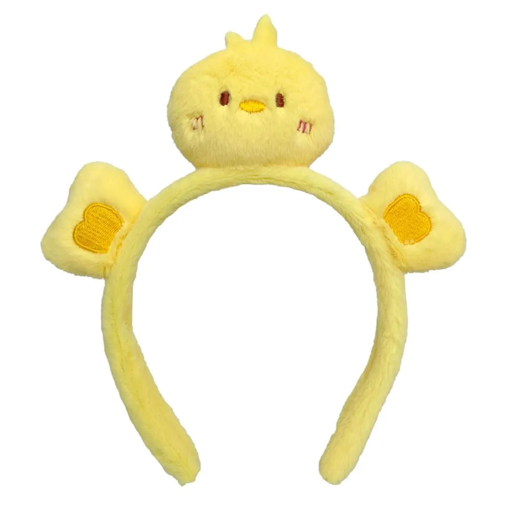 Cute Cartoon Plush Doll Hairband Women Men Yellow Chicken Duck Headband Funny Heart Patterned Animal Ears Hair Band