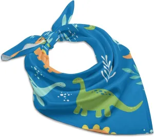 Cute Dinosaur And Leaves Pattern Bandana for Men Women Headscarf Handkerchief Scarf