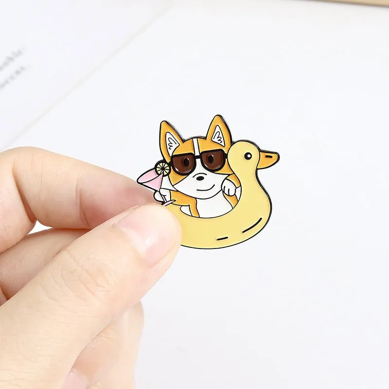 Cute Dog Corgi Enamel Pins Fashion Accessories Brooch Lapel Pin