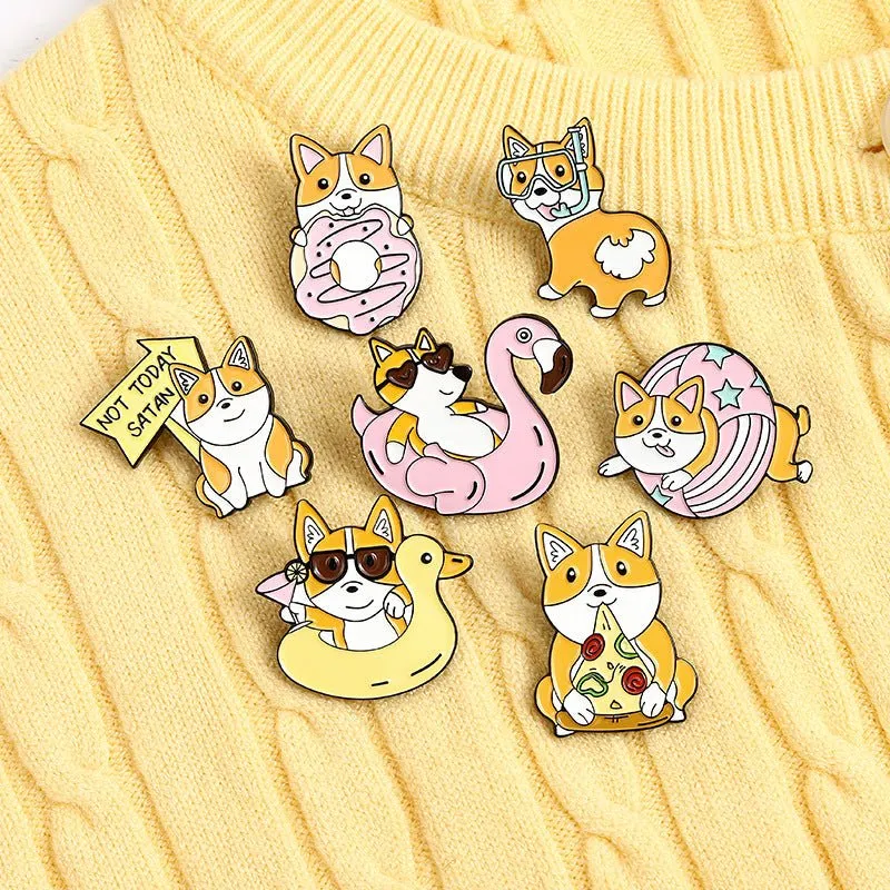 Cute Dog Corgi Enamel Pins Fashion Accessories Brooch Lapel Pin