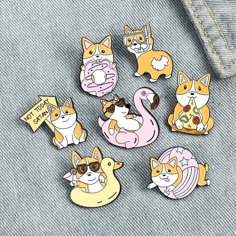 Cute Dog Corgi Enamel Pins Fashion Accessories Brooch Lapel Pin