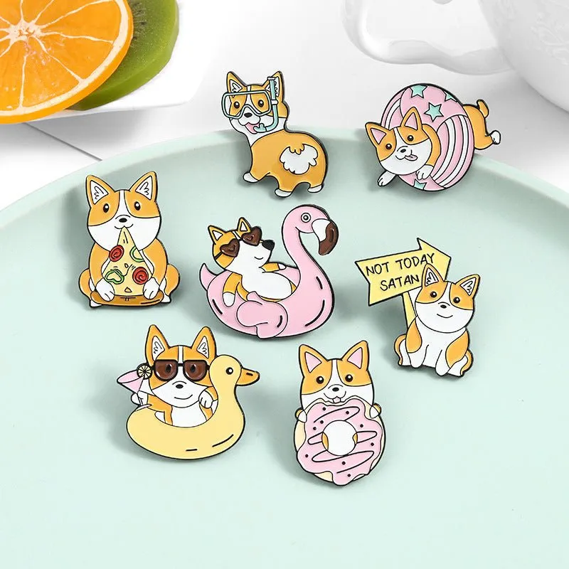 Cute Dog Corgi Enamel Pins Fashion Accessories Brooch Lapel Pin