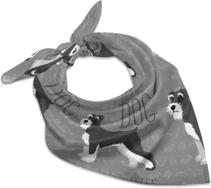 Cute Dog Of Schnauzer Animal Pattern Bandana for Men Women Headscarf Handkerchief Scarf