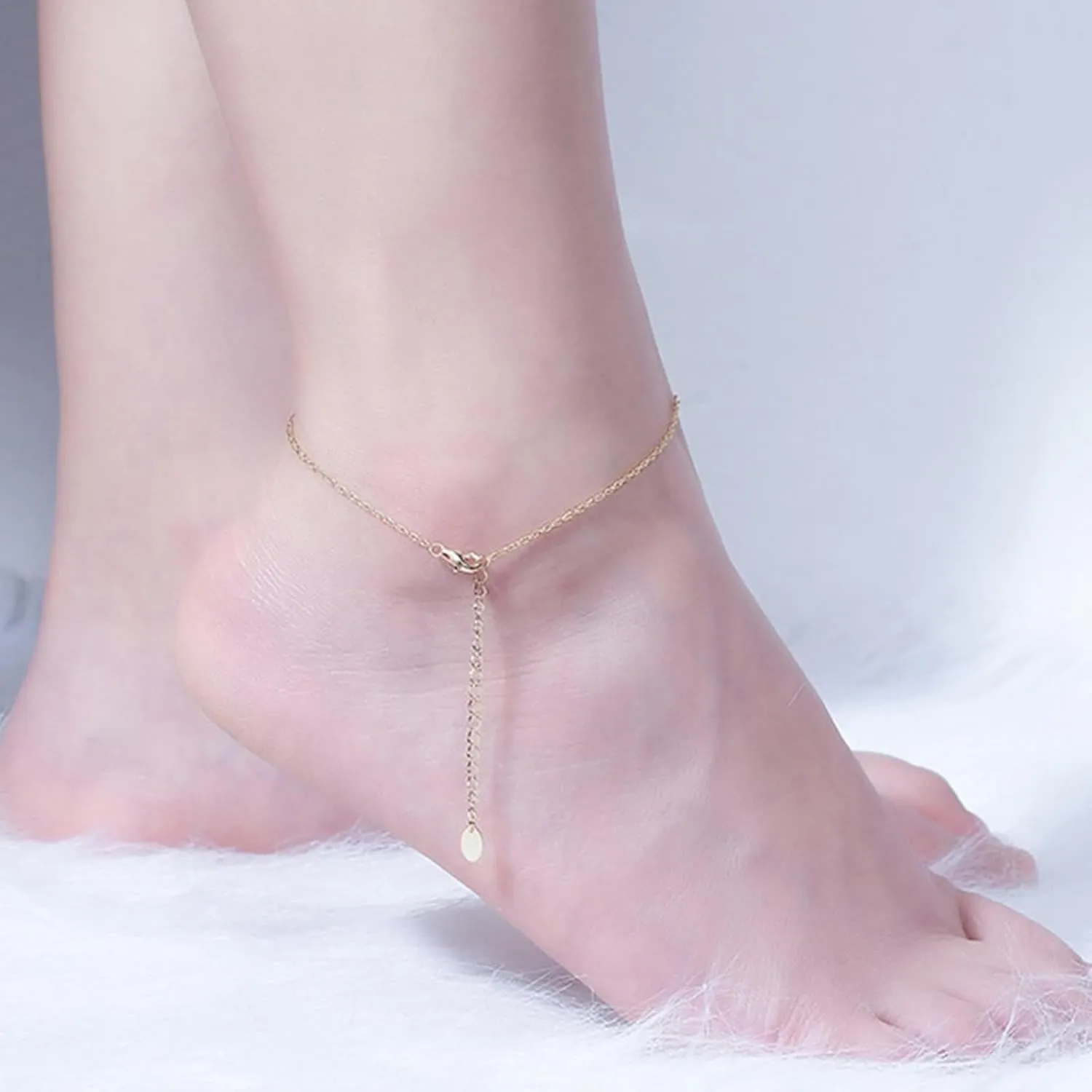 Cute Friendship Anklets, Women Anklets Jewelry Sterling Silver Simple Chain Womens Anklets Women's Jewelry Sets