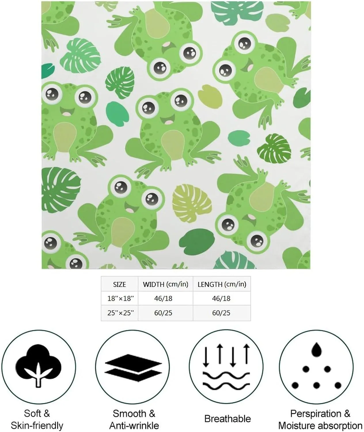 Cute Kawaii Frogs Bandana for Men Women Headscarf Handkerchief Scarf