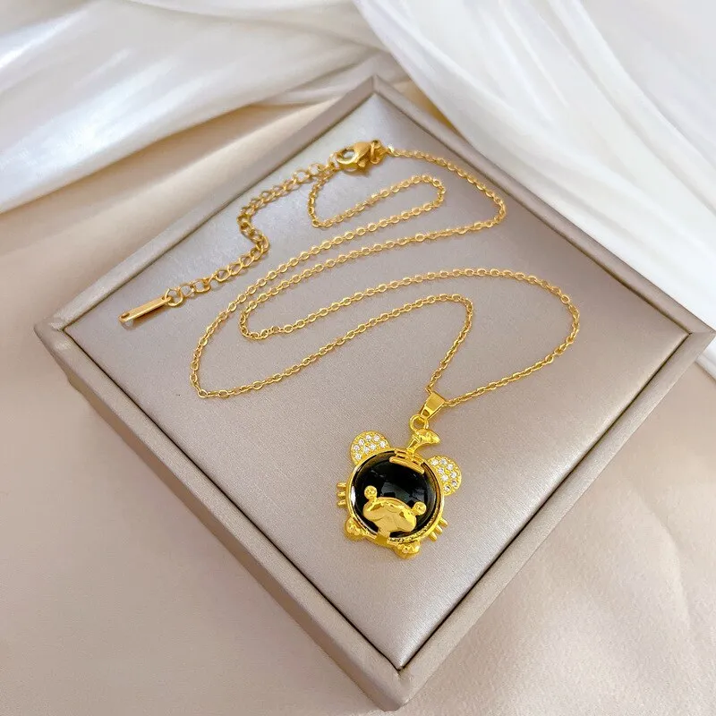 Cute Little Tiger Temperature-Sensitive Stone Pendant Necklace For Women