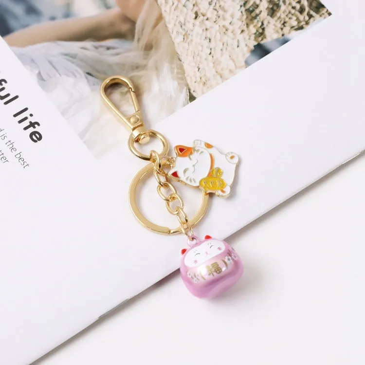 Cute Lucky Cat Car Keychain with Good Meaning