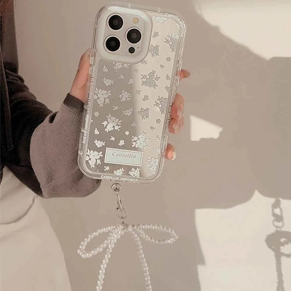 Cute Phone Cases for iPhone 15, 14, 13, 12 Pro Max, 14, 15 Plus, 11, X, XS, XR, and XS Max - Mirror Camellia Flower  - TSP343
