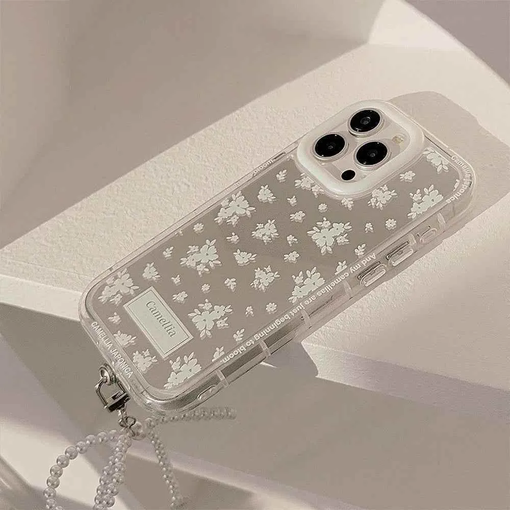 Cute Phone Cases for iPhone 15, 14, 13, 12 Pro Max, 14, 15 Plus, 11, X, XS, XR, and XS Max - Mirror Camellia Flower  - TSP343
