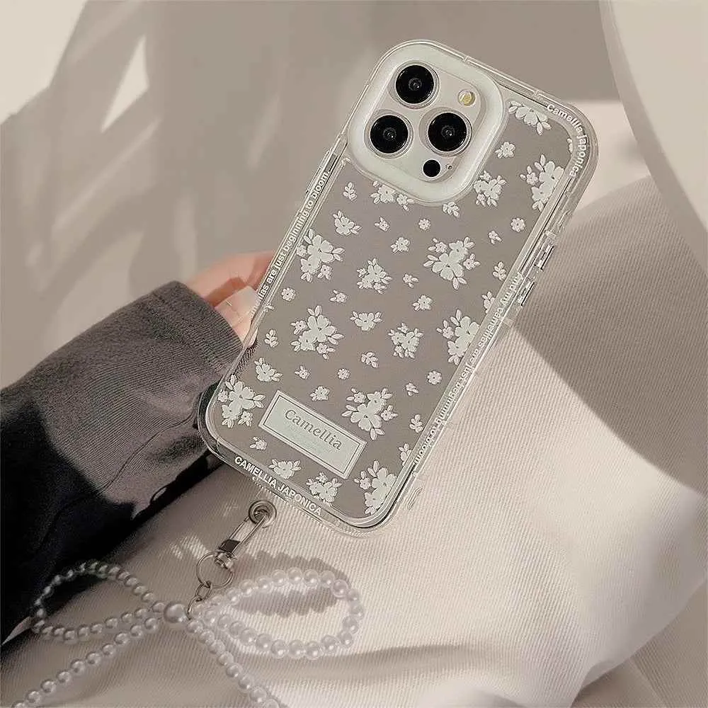 Cute Phone Cases for iPhone 15, 14, 13, 12 Pro Max, 14, 15 Plus, 11, X, XS, XR, and XS Max - Mirror Camellia Flower  - TSP343