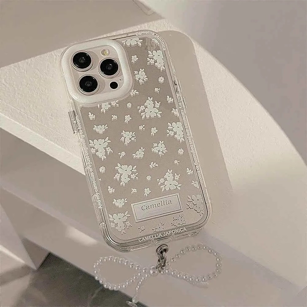Cute Phone Cases for iPhone 15, 14, 13, 12 Pro Max, 14, 15 Plus, 11, X, XS, XR, and XS Max - Mirror Camellia Flower  - TSP343
