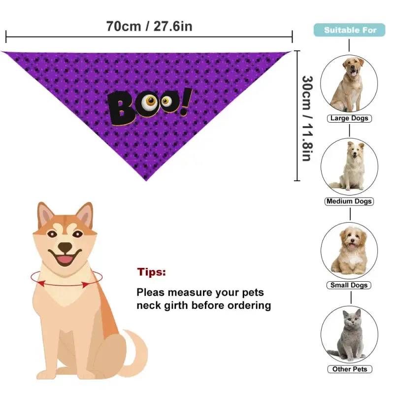 Cute Purple Halloween Bandana for Dogs and Cats
