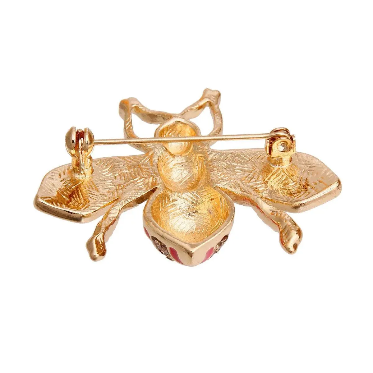 Cute Rainbow Acrylic Crystal Bee Brooch Pin Gold Plated