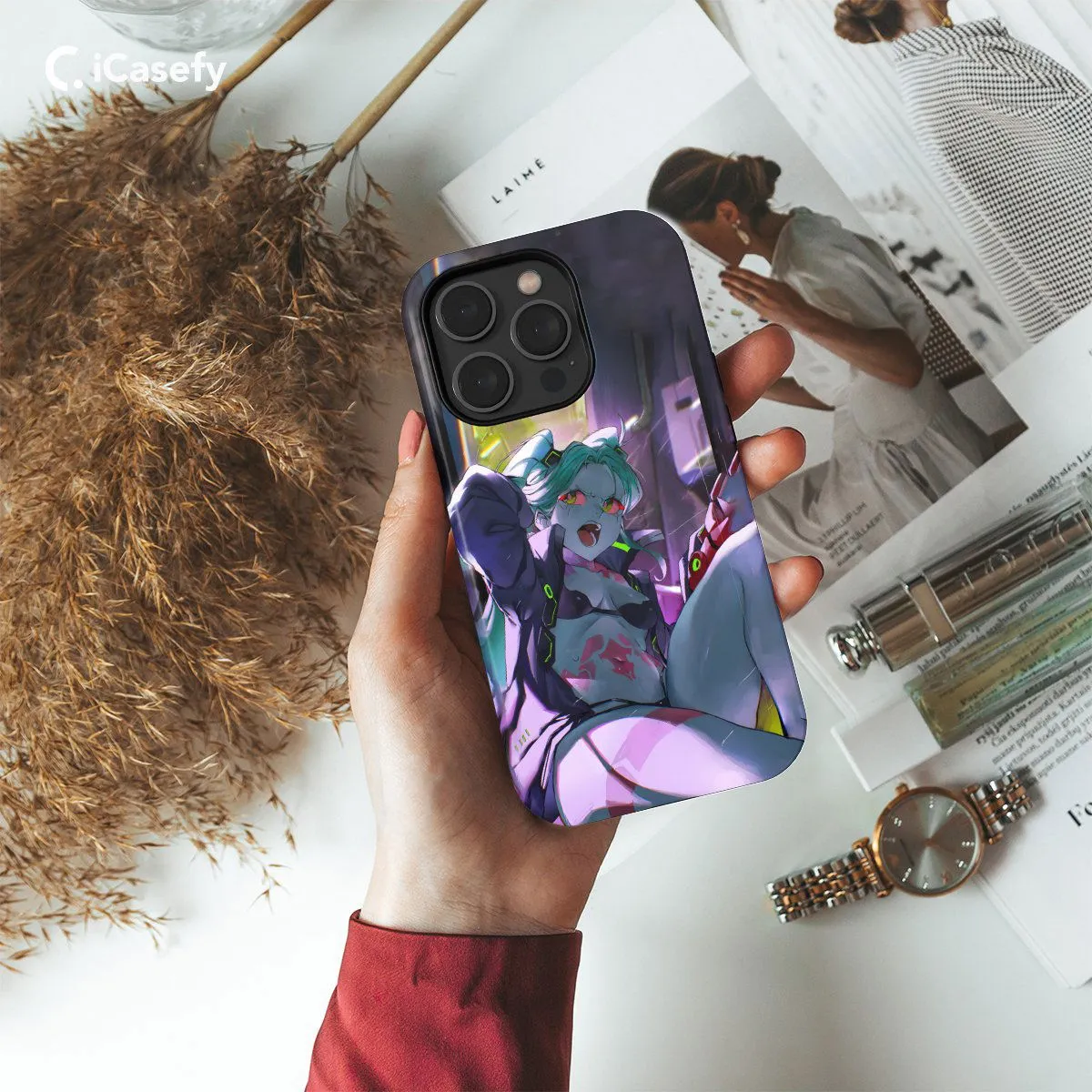 Cyberpunk Anime Rebecca Japanese Manga Phone Case iPhone Samsung Pixel & More #47