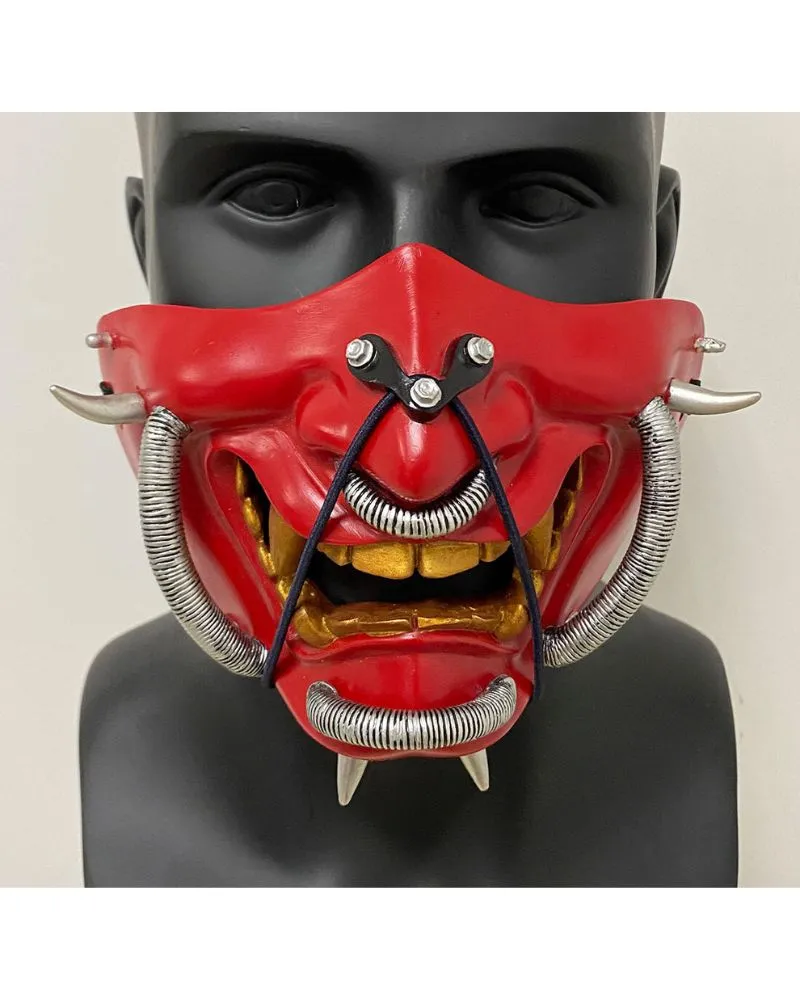 Cyberpunk Japanese Hannya Half Face Mask