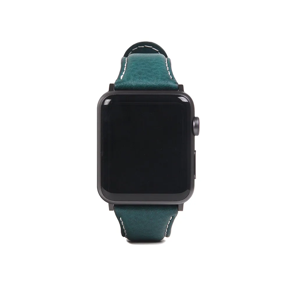 D6 Italian Minerva Box Leather Strap for Apple Watch SE, ULTRA 2, Series 1-9 42/44/45/49mm (Blue)