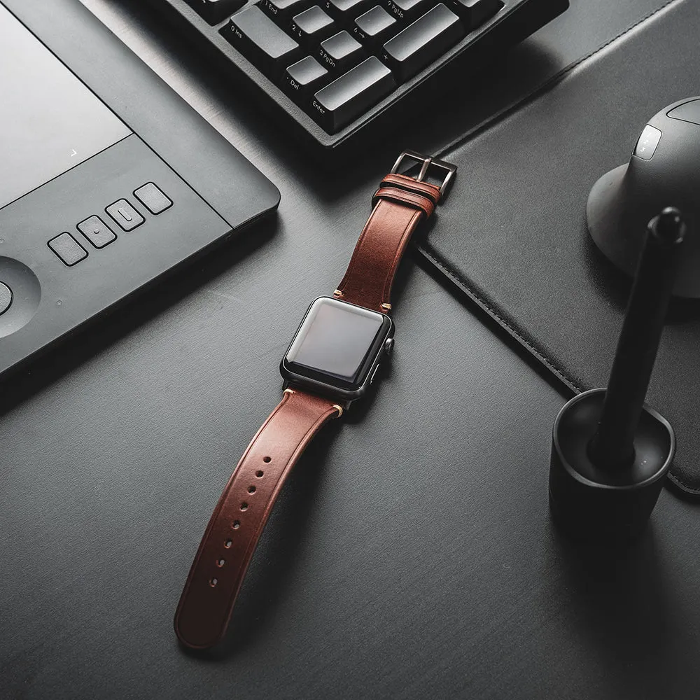 D7 Italian Buttero Leather Strap for Apple Watch SE / Series 1-9 38/40/41mm (Brown)