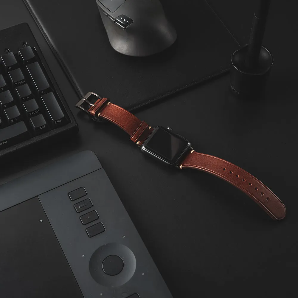 D7 Italian Buttero Leather Strap for Apple Watch SE / Series 1-9 38/40/41mm (Brown)