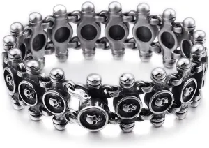 Daesar Mens Stainless Steel Bracelet Chain Chain of Skulls Bracelet Silver Chain Length 21.5CM