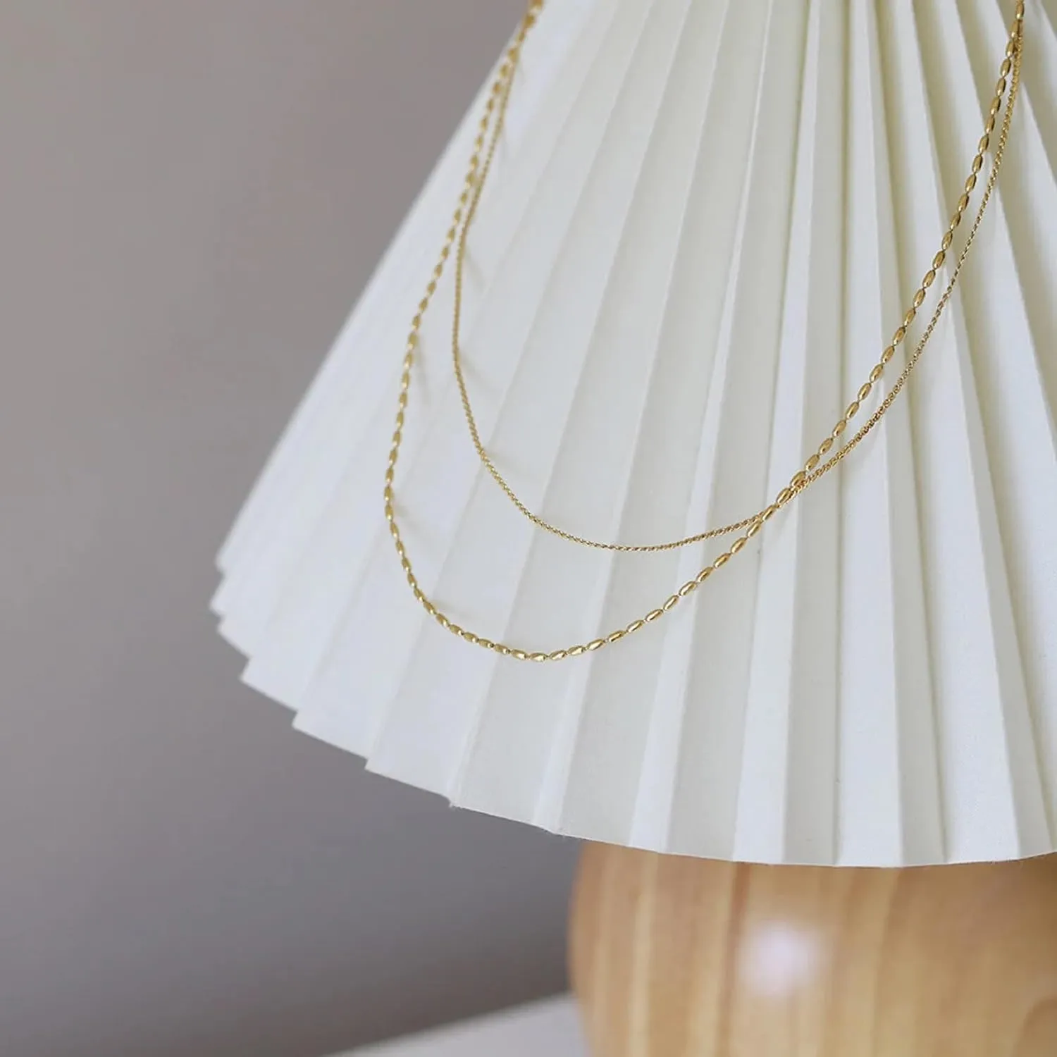 Dainty Choker Necklace for Women, 14K Gold Plated Layered Satellite Bead Choker Thin Trendy Layering Herringbone Necklaces Minimalist Simple Snake Chain Jewelry Gift