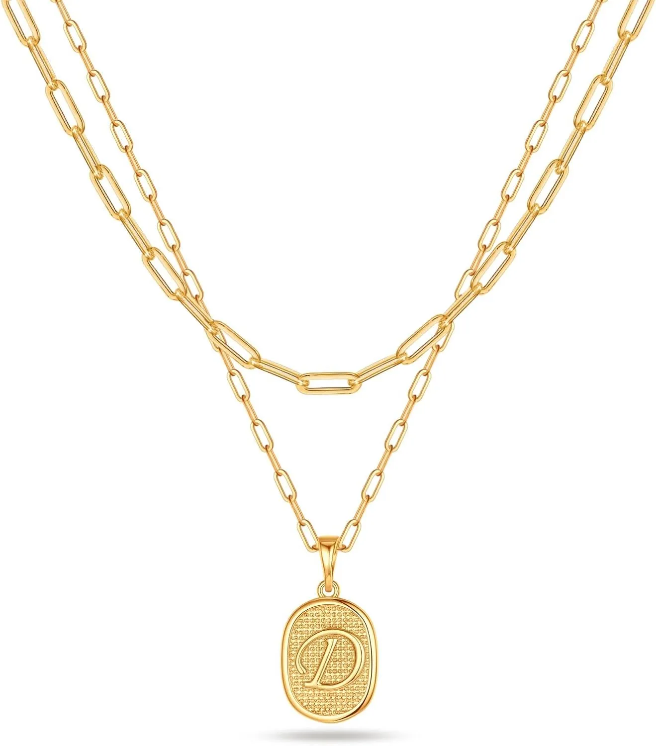Dainty Gold Initial Necklaces for Women, 14K Gold Plated Layered Necklaces for Women Simple Gold Coin Cute Tiny Necklace Letter Pendant Layering Necklaces for Women Jewelry