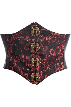 Daisy Corsets Lavish Black/Red Swirl Brocade Corset Belt Cincher w/Clasps