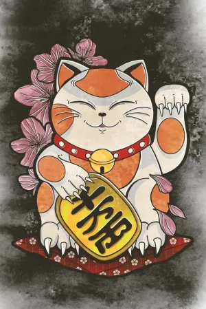 Dark Lucky Cat Plexi Glass Wall Art