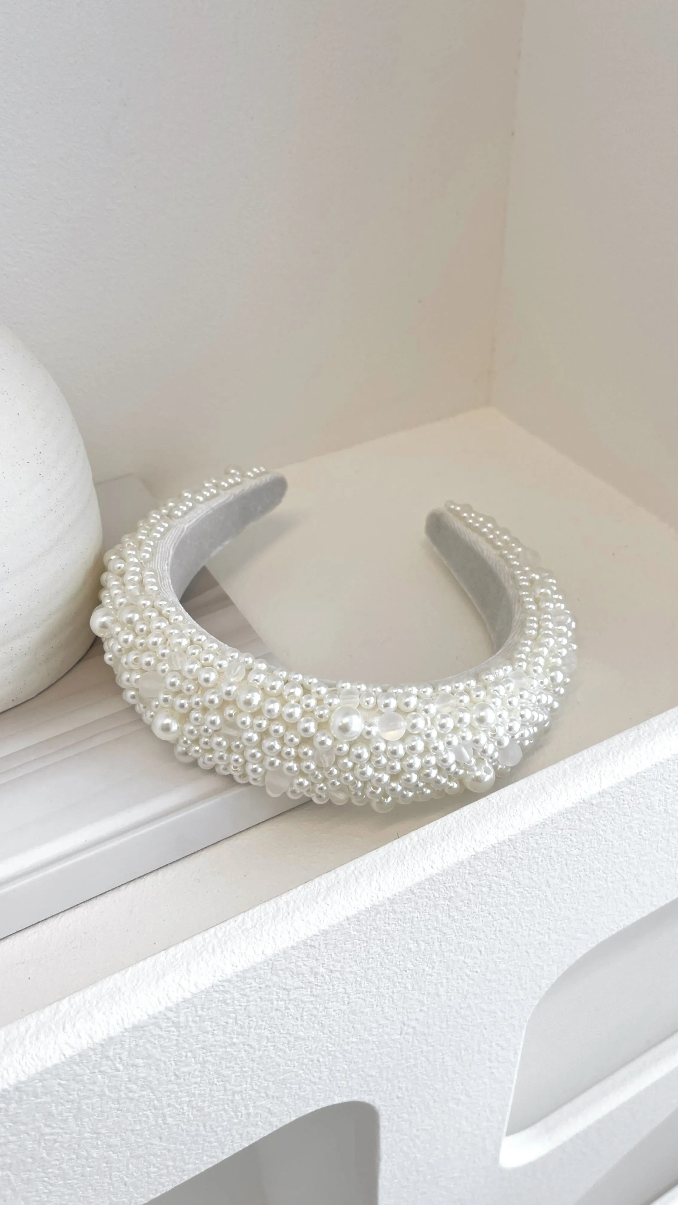 Daytona Headband - Cream/Pearl