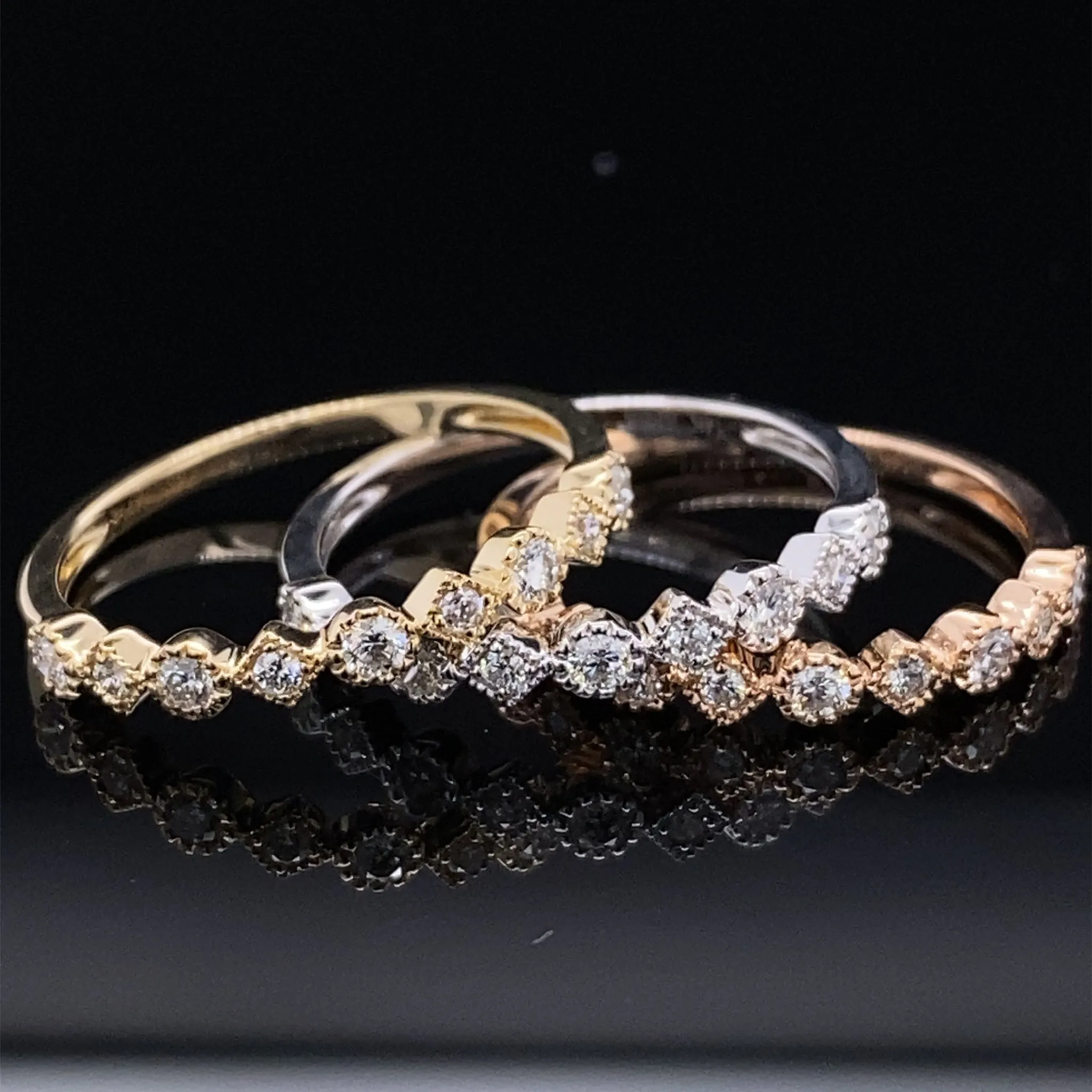 Deco Minimalist Milgrain Diamond Band