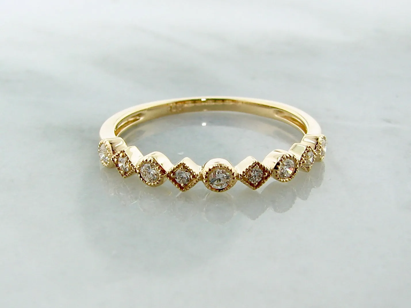 Deco Minimalist Milgrain Diamond Band