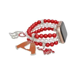Delta Sigma Theta DST Inspired Pearl Watch Band Sorority Red White  for Women