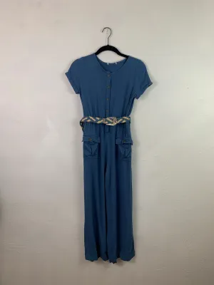 Denim belted jumper
