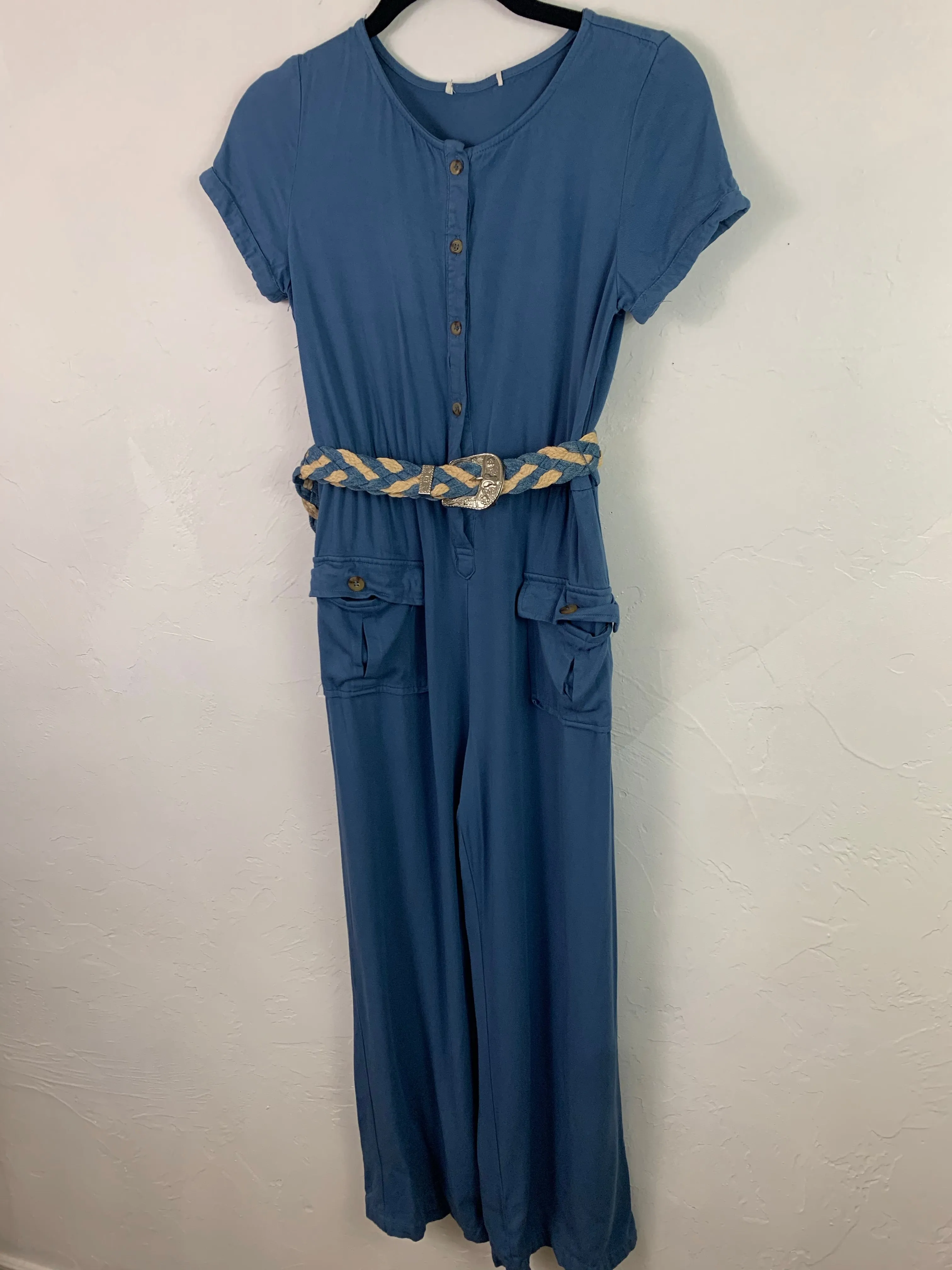 Denim belted jumper