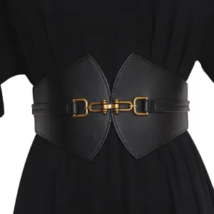 Designer PU Leather Wide Belt for Women / Vintage Corset Belt for Dresses