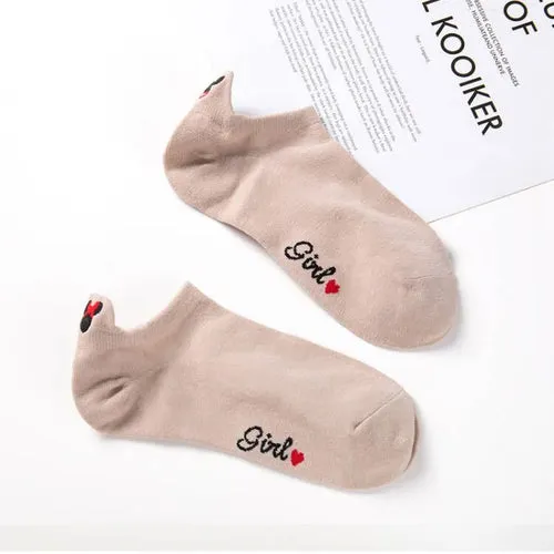 Disney 1pair women Boat socks Mickey cute cartoon Japanese Korean