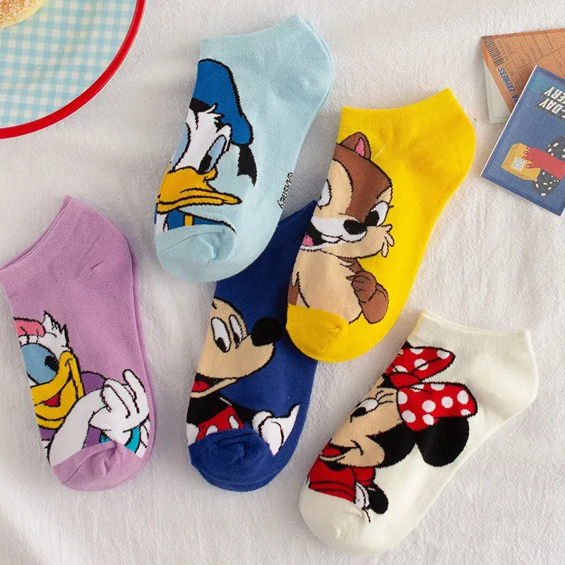 Disney 1pair women Boat socks Mickey cute cartoon Japanese Korean