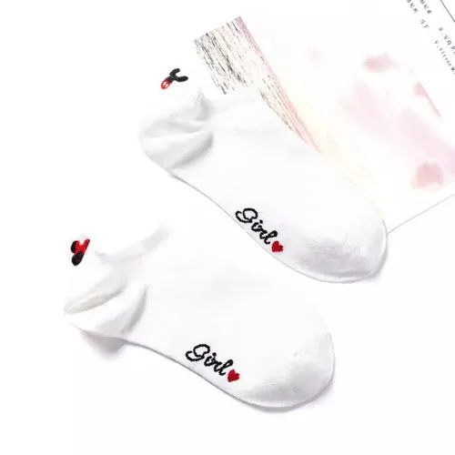 Disney 1pair women Boat socks Mickey cute cartoon Japanese Korean